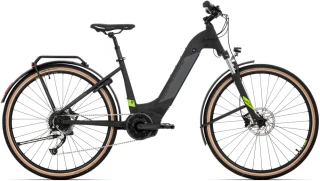 Rock Machine CrossRide e500B Touring 2024 - trekingové elektrokolo 28" - 500 Wh (14 Ah) - Matte Black/Dark Grey/Radioactive Yellow - vel. 19" (L)
